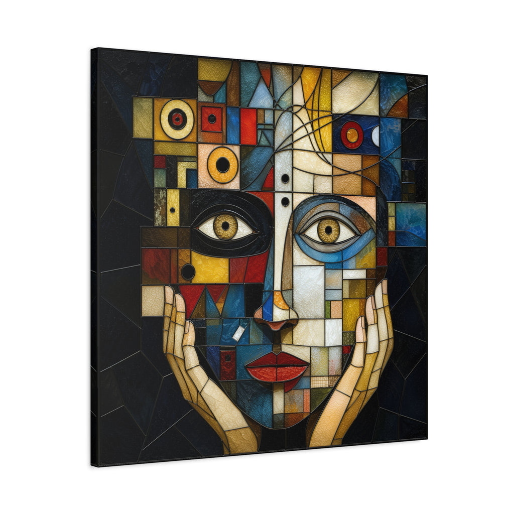 Seen From Within — Cubist Stained Glass Woman Portrait Wall Art