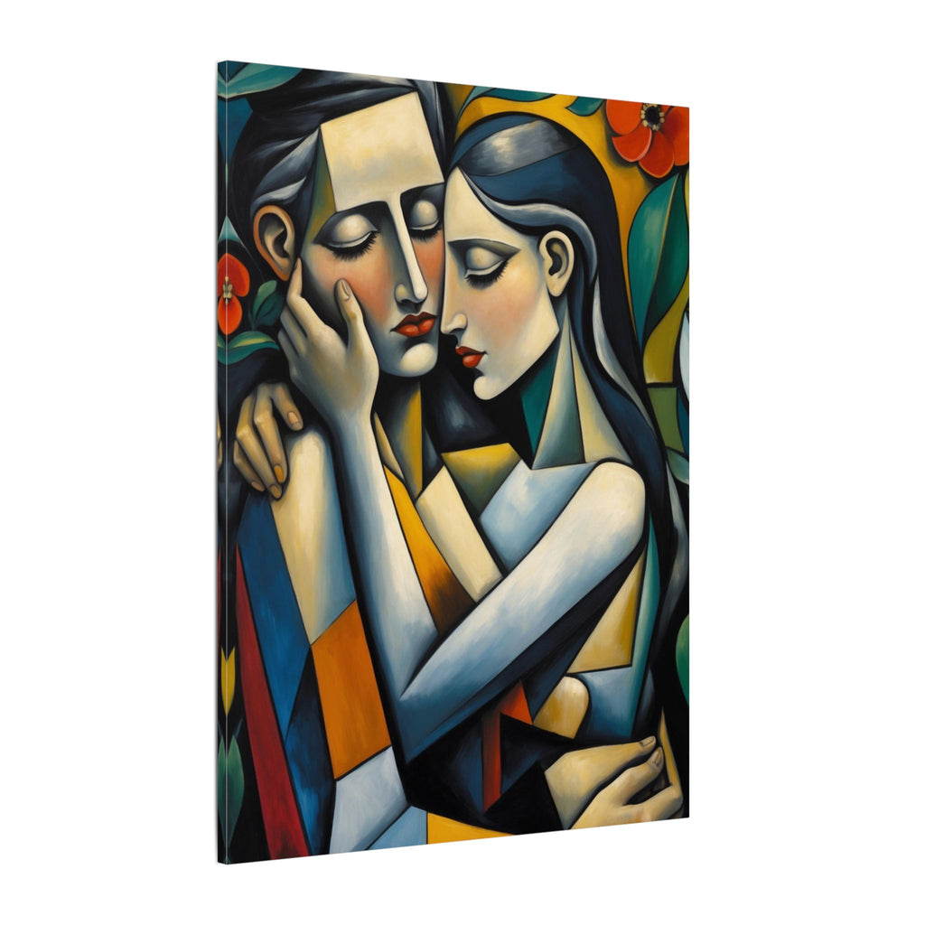 Close Enough to Hear – Modern Geometric Couple Portrait Canvas Print