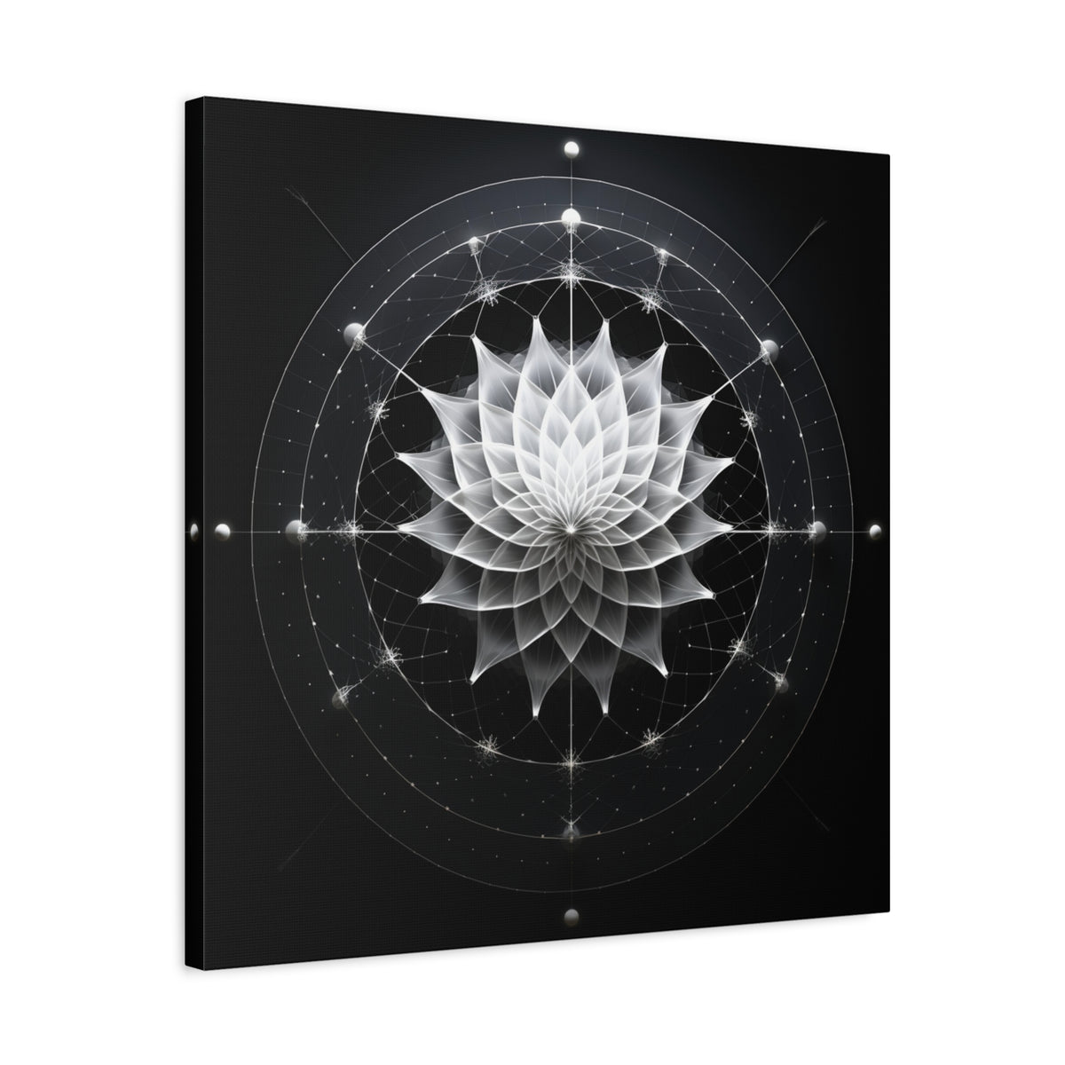 Orbit of Stillness — Monochrome Sacred Geometry Lotus Wall Art