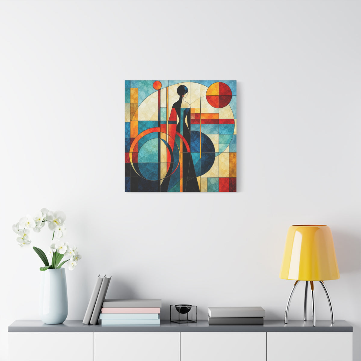 Solar Reverie — Art Deco Stained Glass Woman Canvas