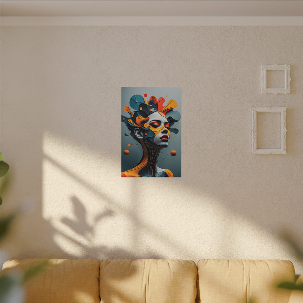 Crowned Signal – Futurist Geometric Female Portrait Canvas Print
