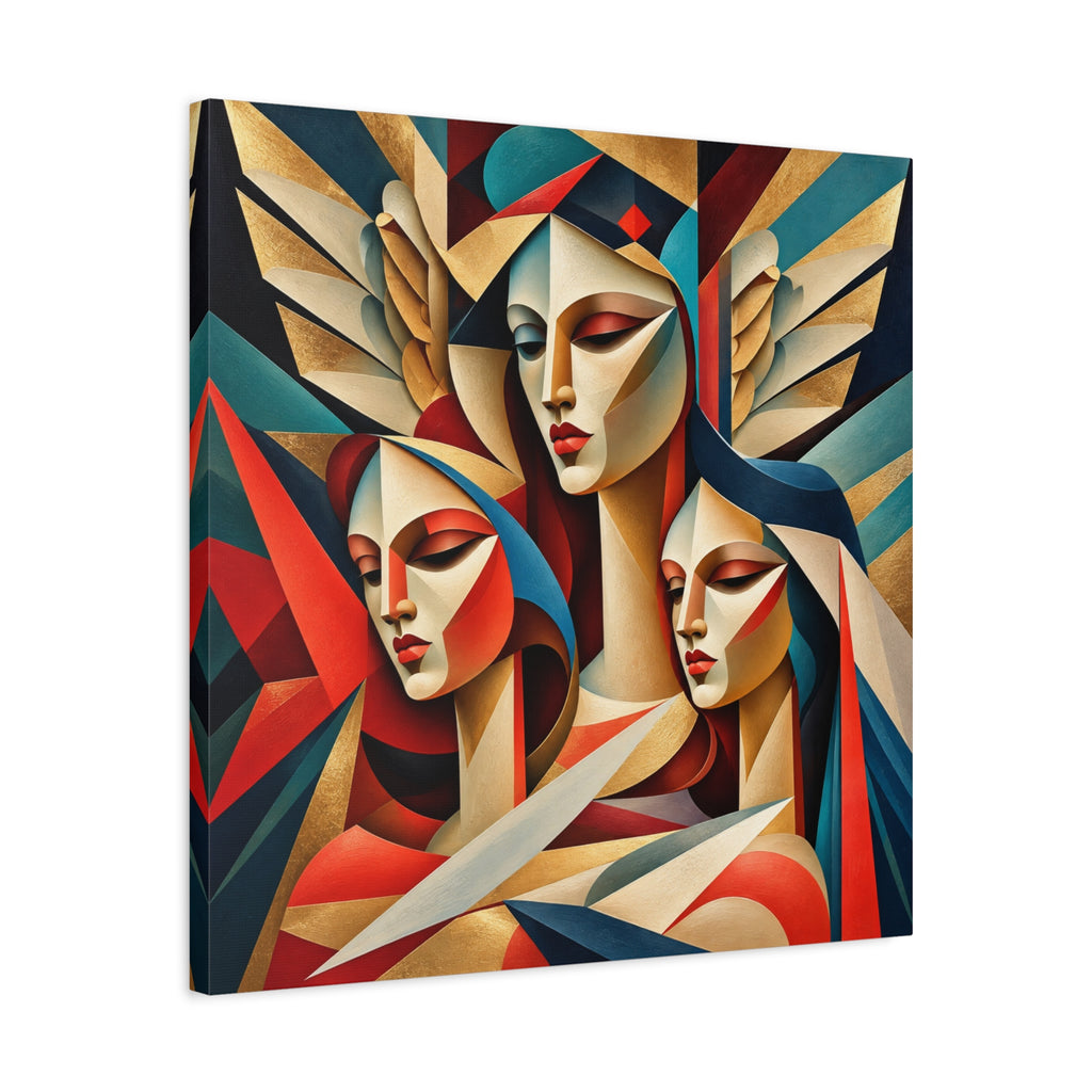 Triad of Grace — Art Deco Cubist Angel Fine Art Print