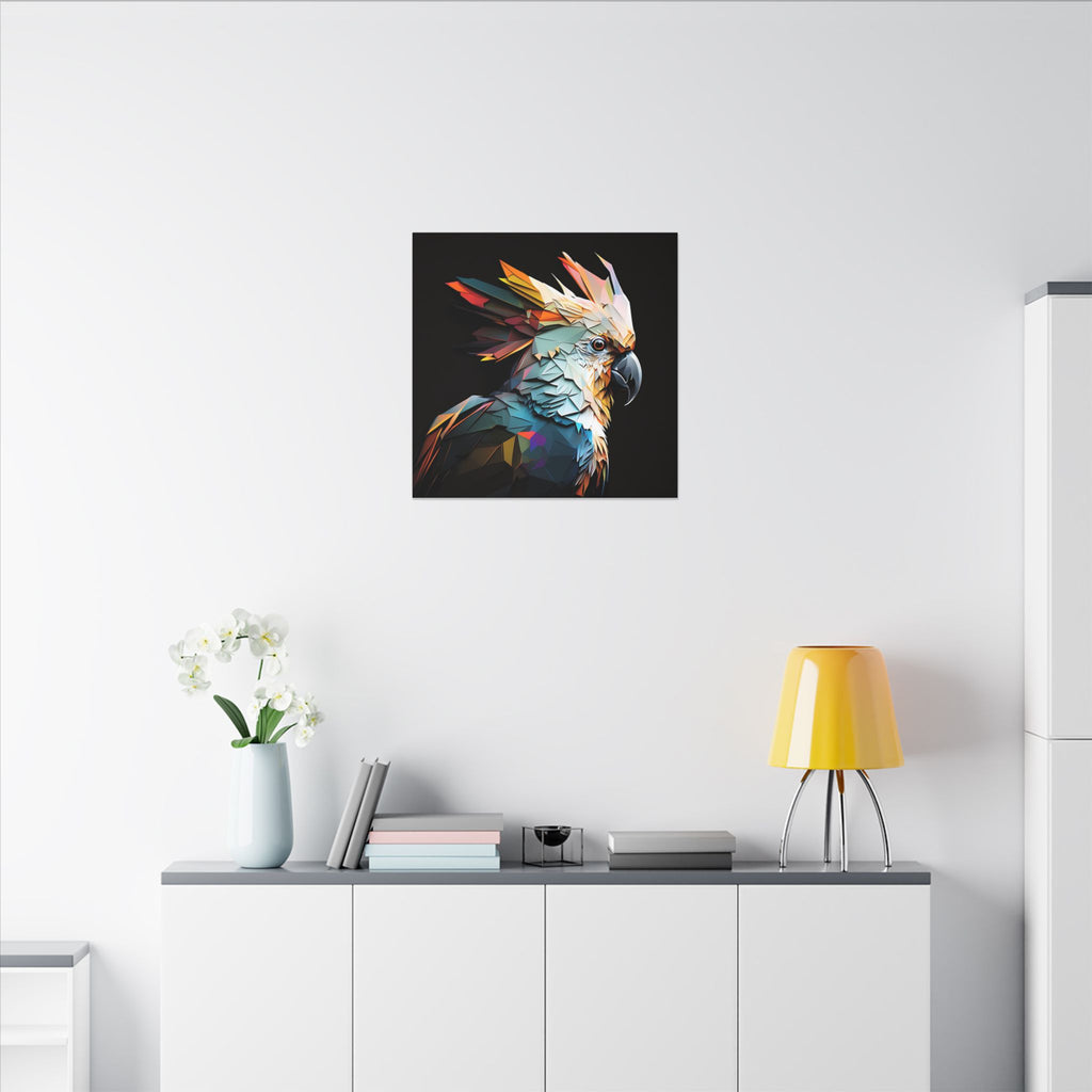 Crowned Instinct – Geometric Cockatoo Portrait Canvas Print