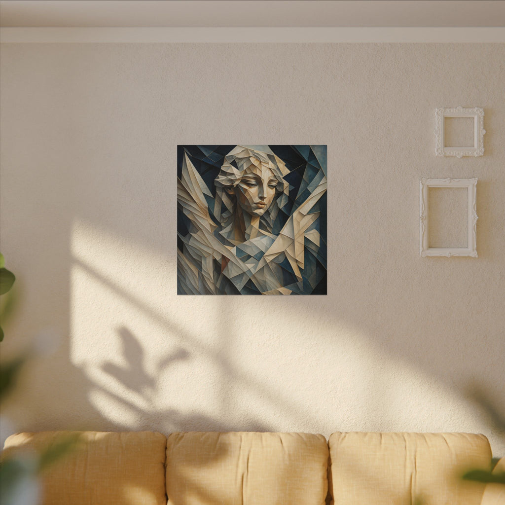 Quiet Messenger – Faceted Cubist Angel Canvas Print