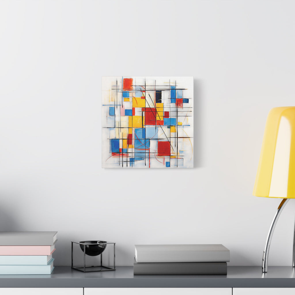 Controlled Chaos — Modern Geometric Abstract in Red, Blue, Yellow & Black