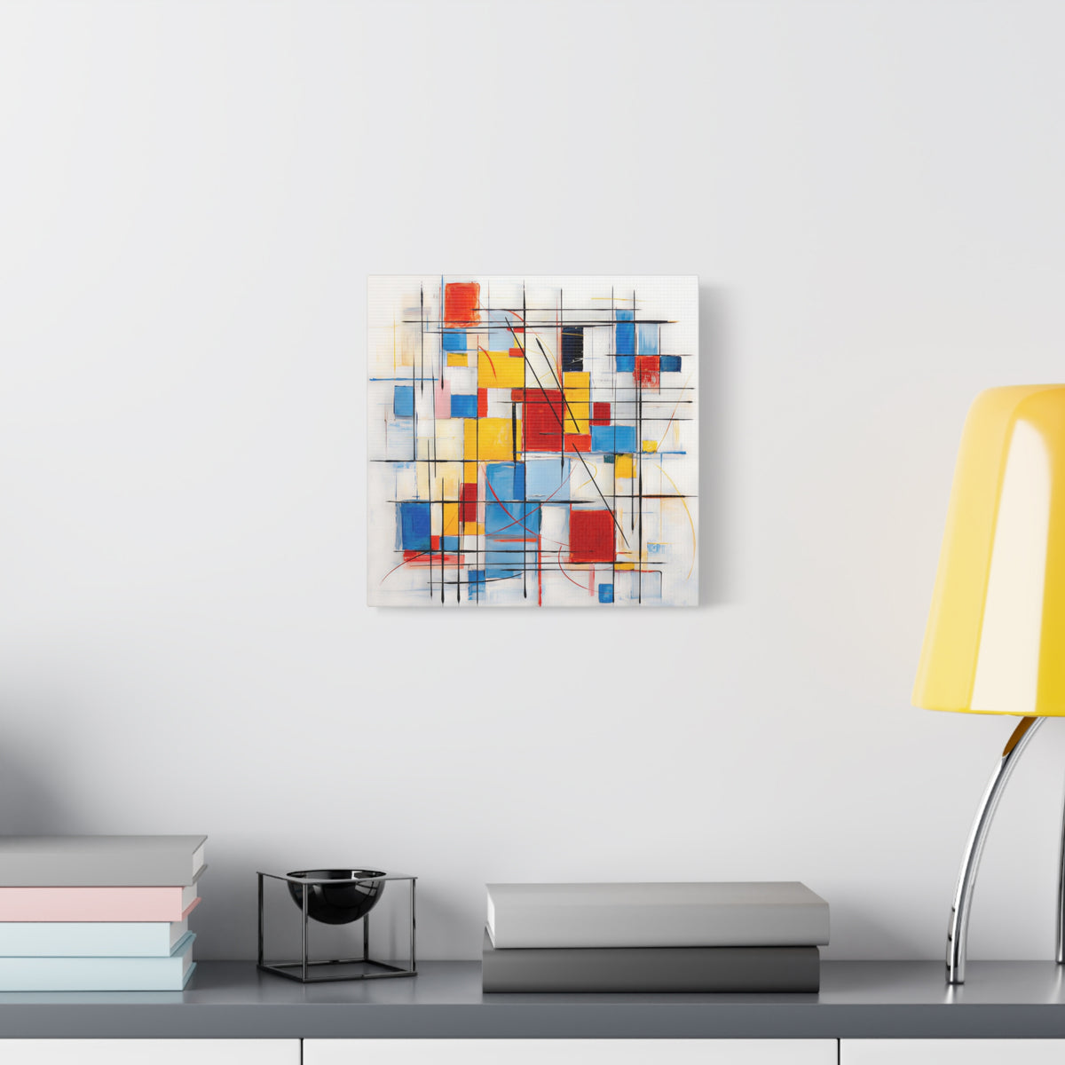 Controlled Chaos — Modern Geometric Abstract in Red, Blue, Yellow & Black