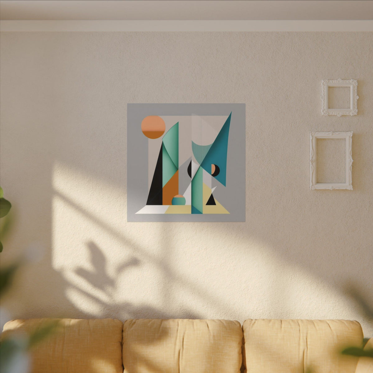 Geometry at Dusk – Teal Orange Geometric Abstract Canvas Print