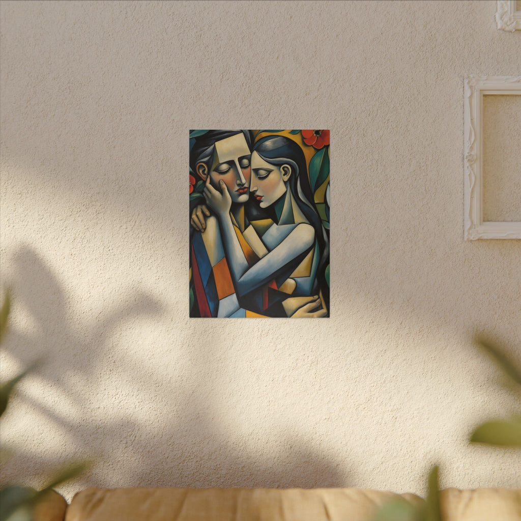 Close Enough to Hear – Modern Geometric Couple Portrait Canvas Print