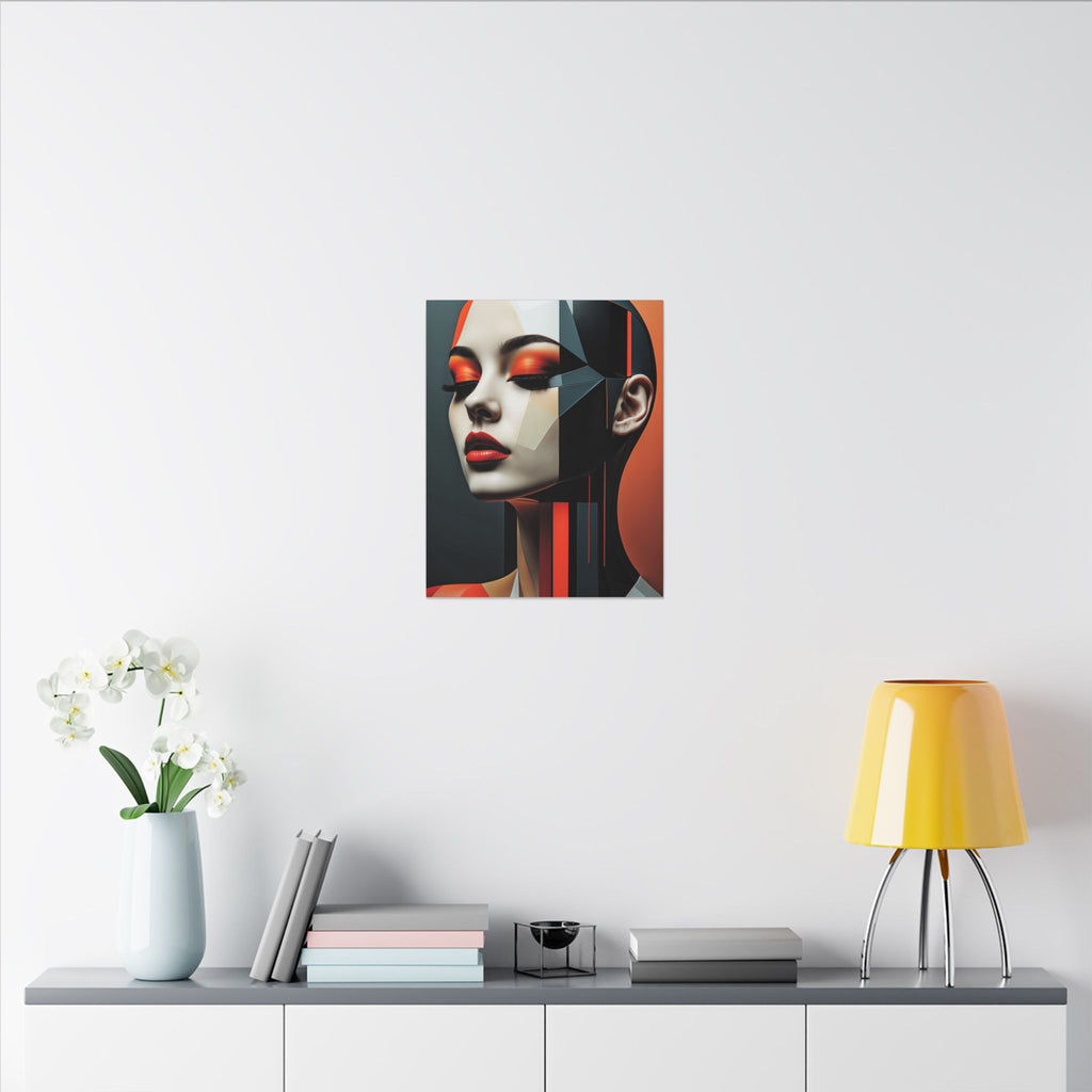 Quiet Voltage – Futurist Geometric Female Portrait Canvas Print