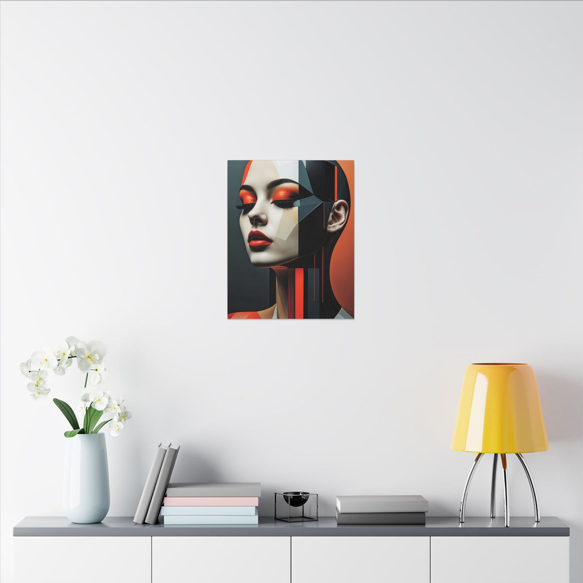 Quiet Voltage – Futurist Geometric Female Portrait Canvas Print