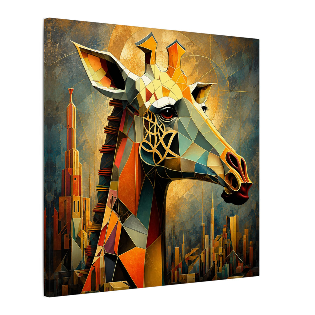The Gilded Watcher — Cubist Giraffe Art Print