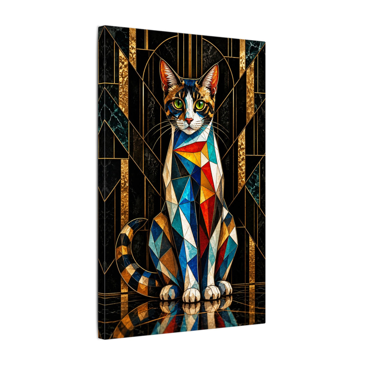 Curious Geometry – Geometric Cat Portrait Canvas Print