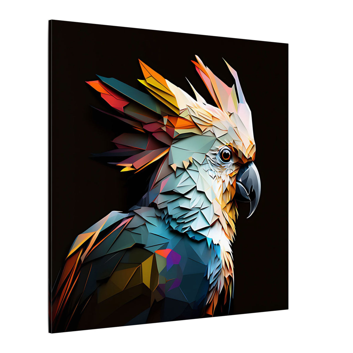 Crowned Instinct – Geometric Cockatoo Portrait Canvas Print