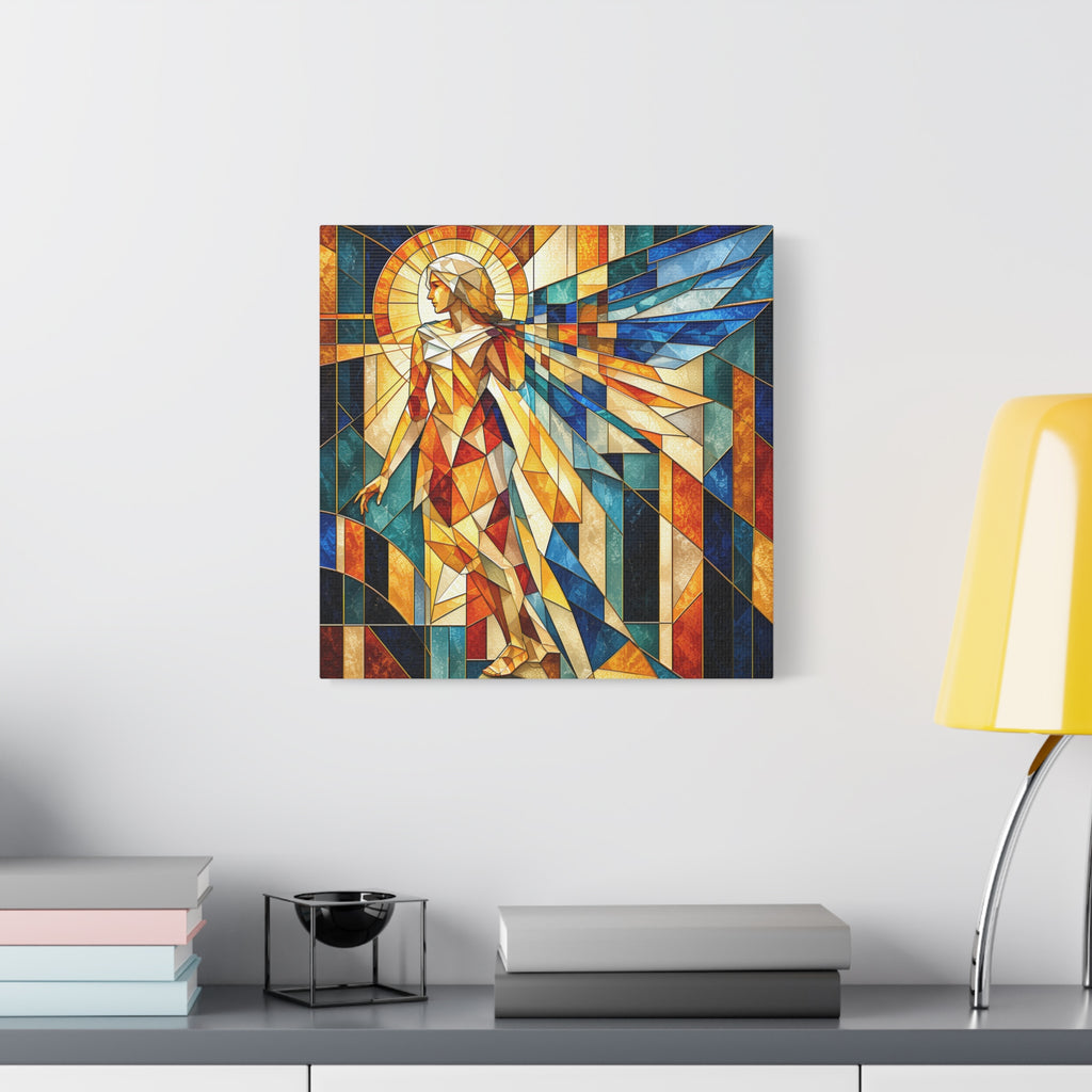 Messenger of Light — Geometric Stained Glass Angel Fine Art Print