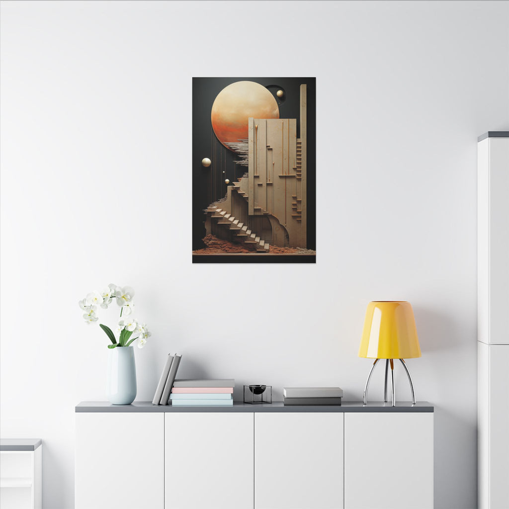 Stairway to Elsewhere – Surreal Futurist Architecture Canvas Print