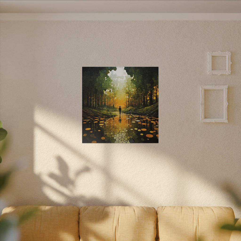 Into the Gold – Abstract Forest Landscape Canvas Print