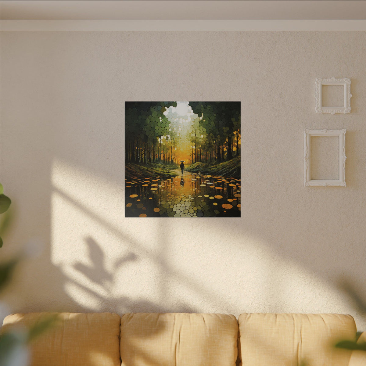 Into the Gold – Abstract Forest Landscape Canvas Print