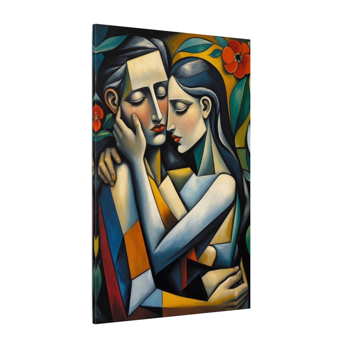 Close Enough to Hear – Modern Geometric Couple Portrait Canvas Print