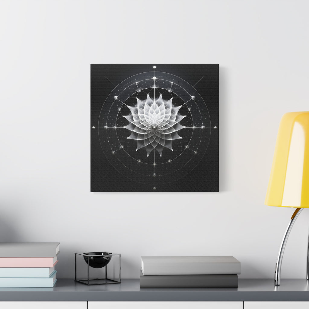 Orbit of Stillness — Monochrome Sacred Geometry Lotus Wall Art