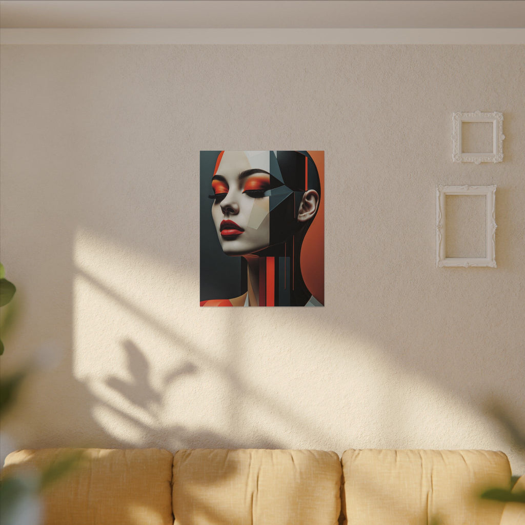 Quiet Voltage – Futurist Geometric Female Portrait Canvas Print