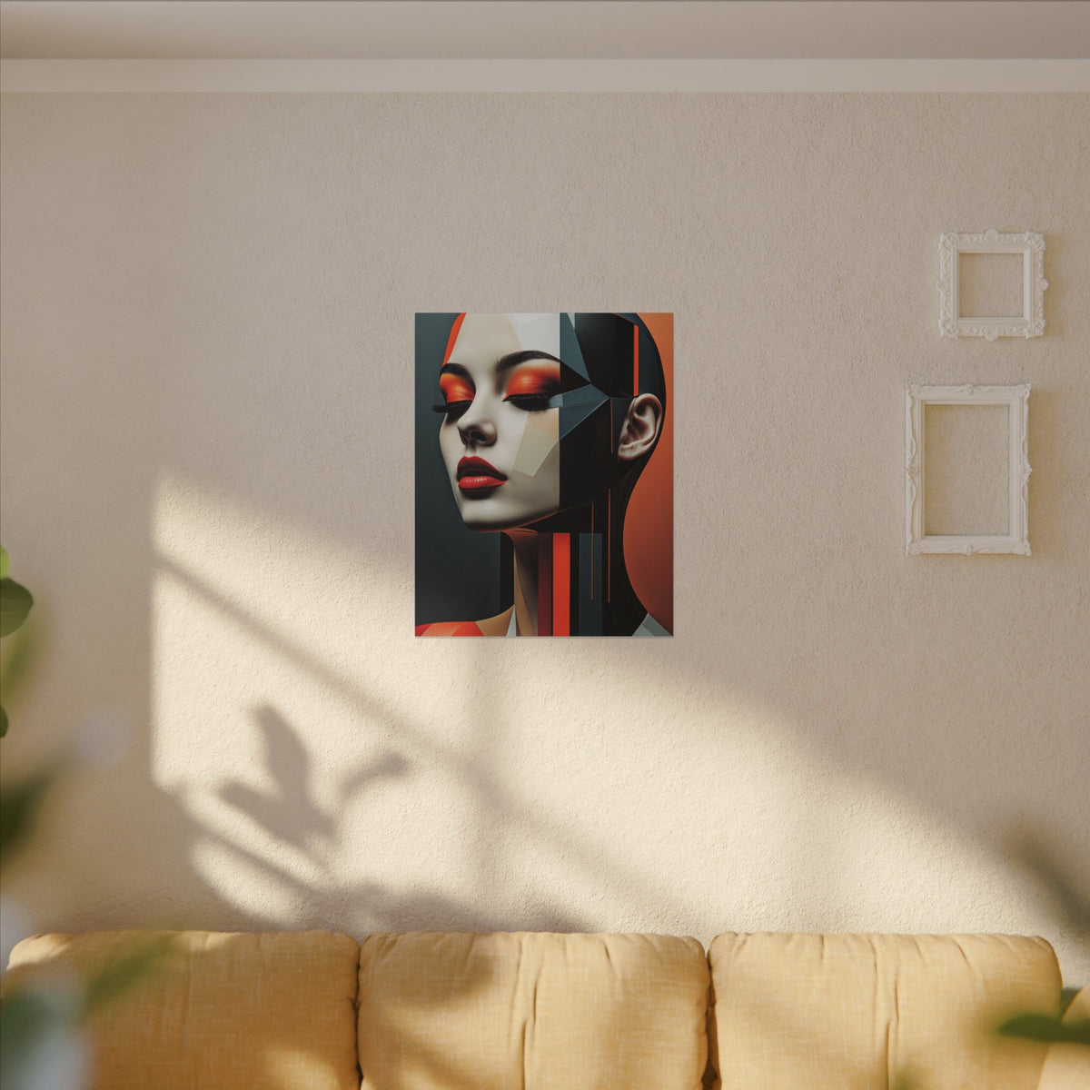 Quiet Voltage – Futurist Geometric Female Portrait Canvas Print