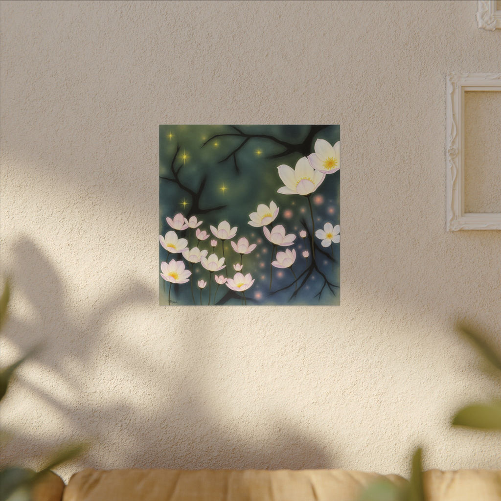 Where the Light Blooms – Dreamlike Floral Night Canvas Print