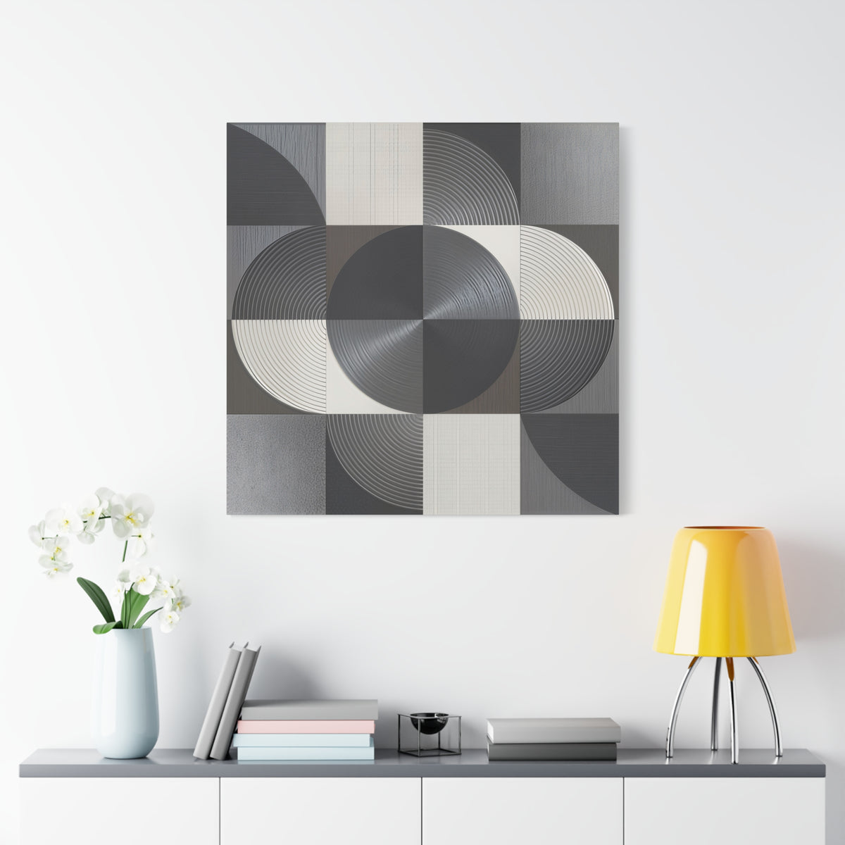 Measured Silence – Monochrome Geometric Circle Canvas Print