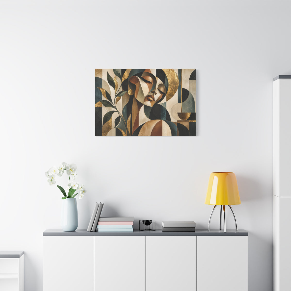 Quiet Opulence — Cubist Botanical Portrait Wall Art