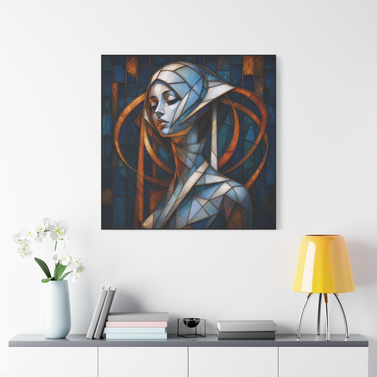 Cathedral of Her Own — Modern Stained Glass Woman Portrait Art