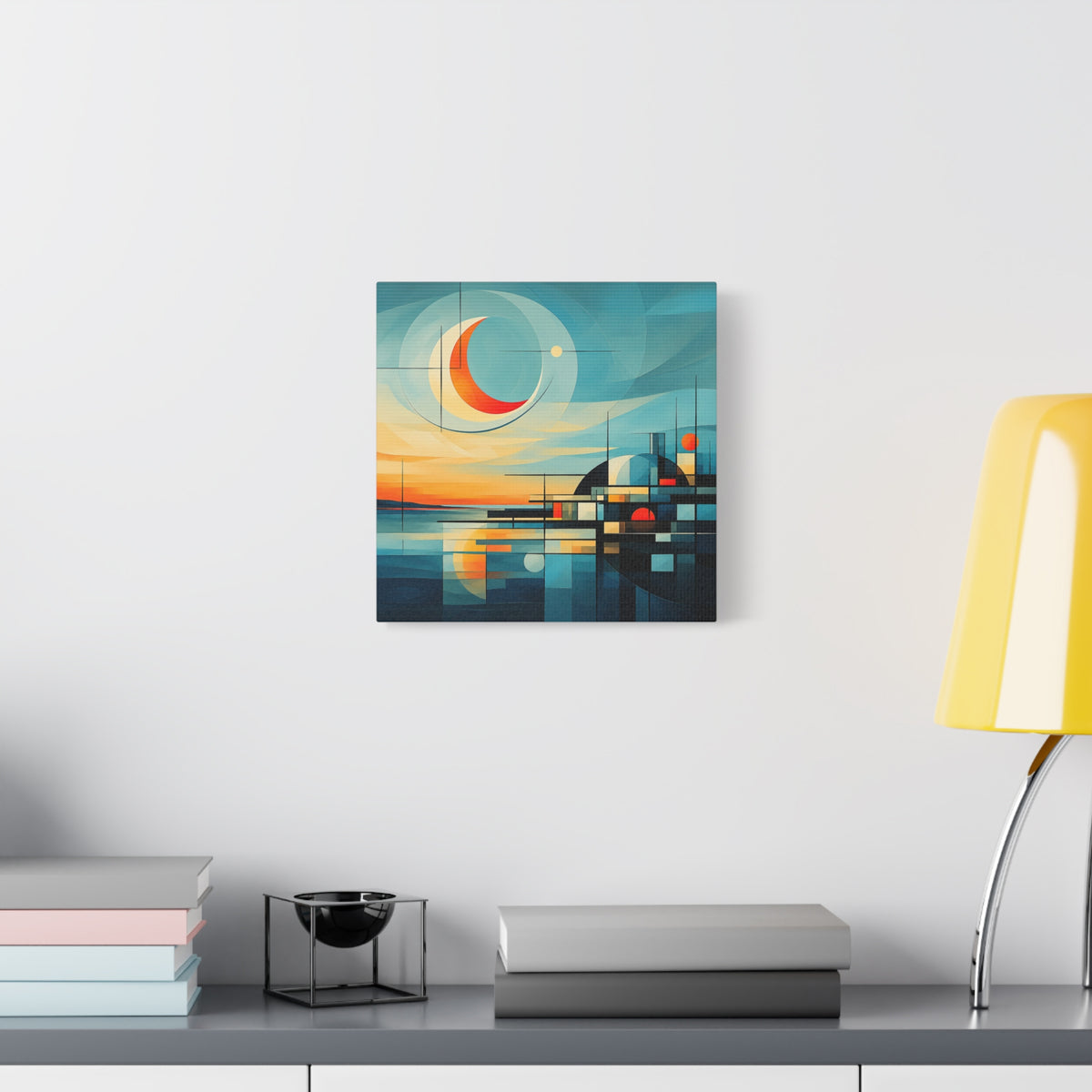 Crescent Harbor at Dusk — Abstract Matte Stretched Wall Decor