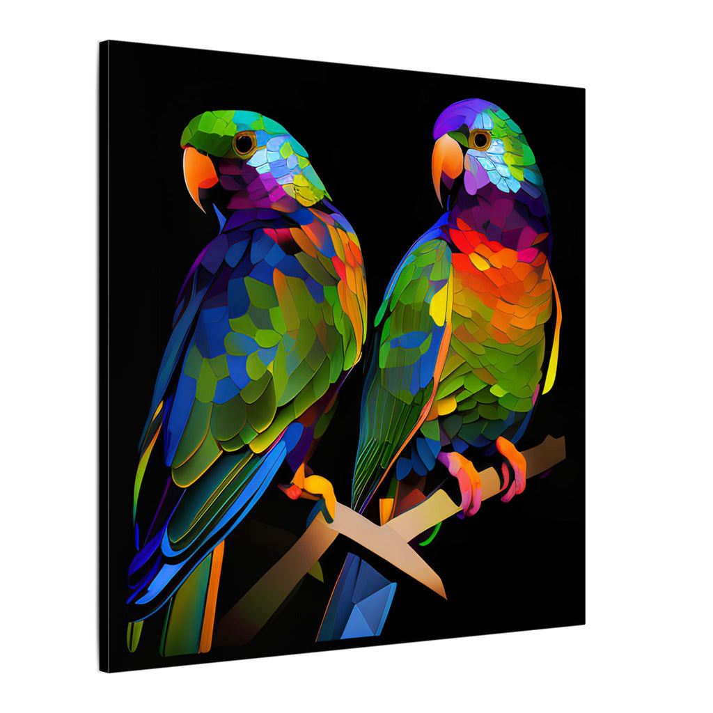Electric Pair – Colorful Geometric Parrot Canvas Print