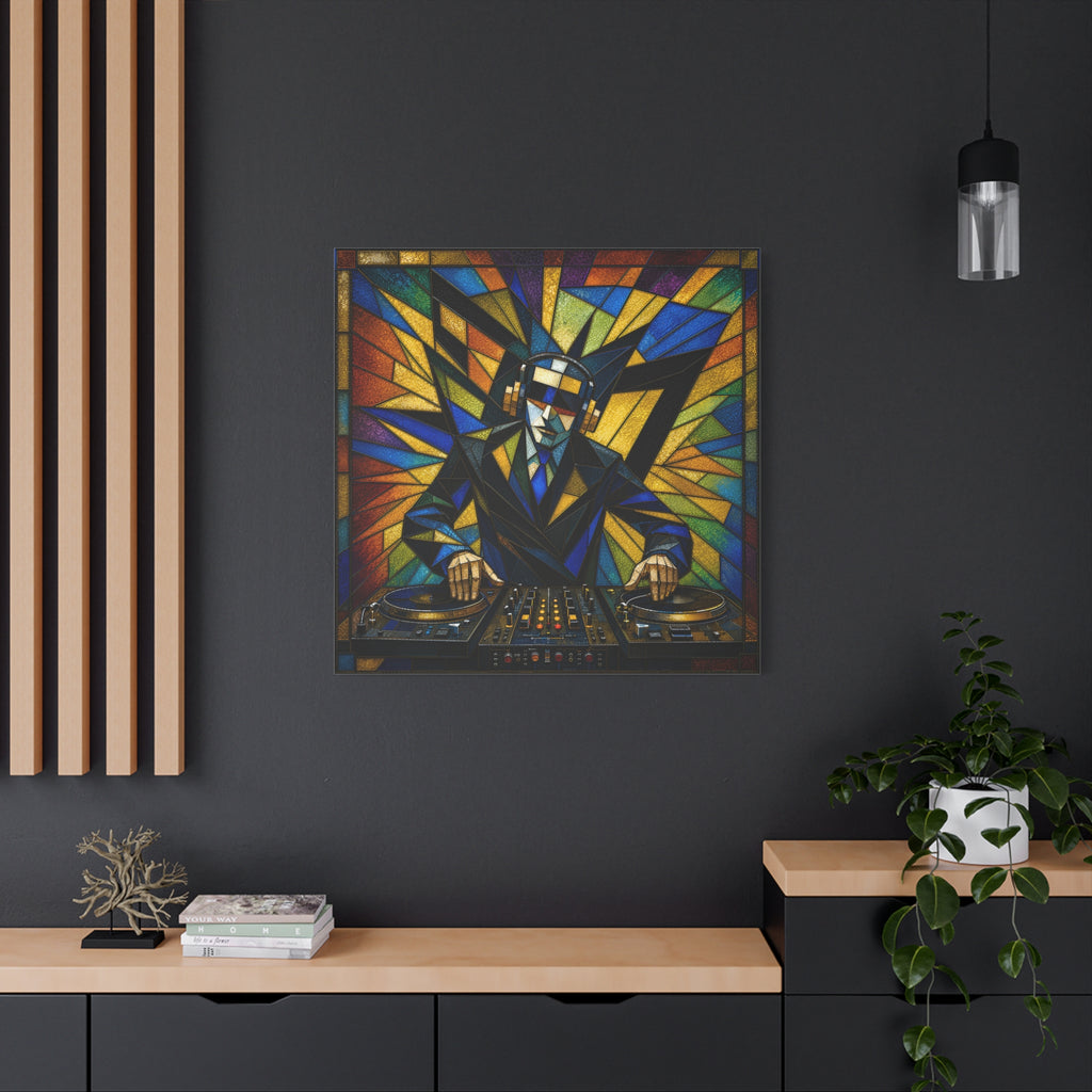 Frequency State – Abstract Stained Glass DJ Pop Art Canvas Print