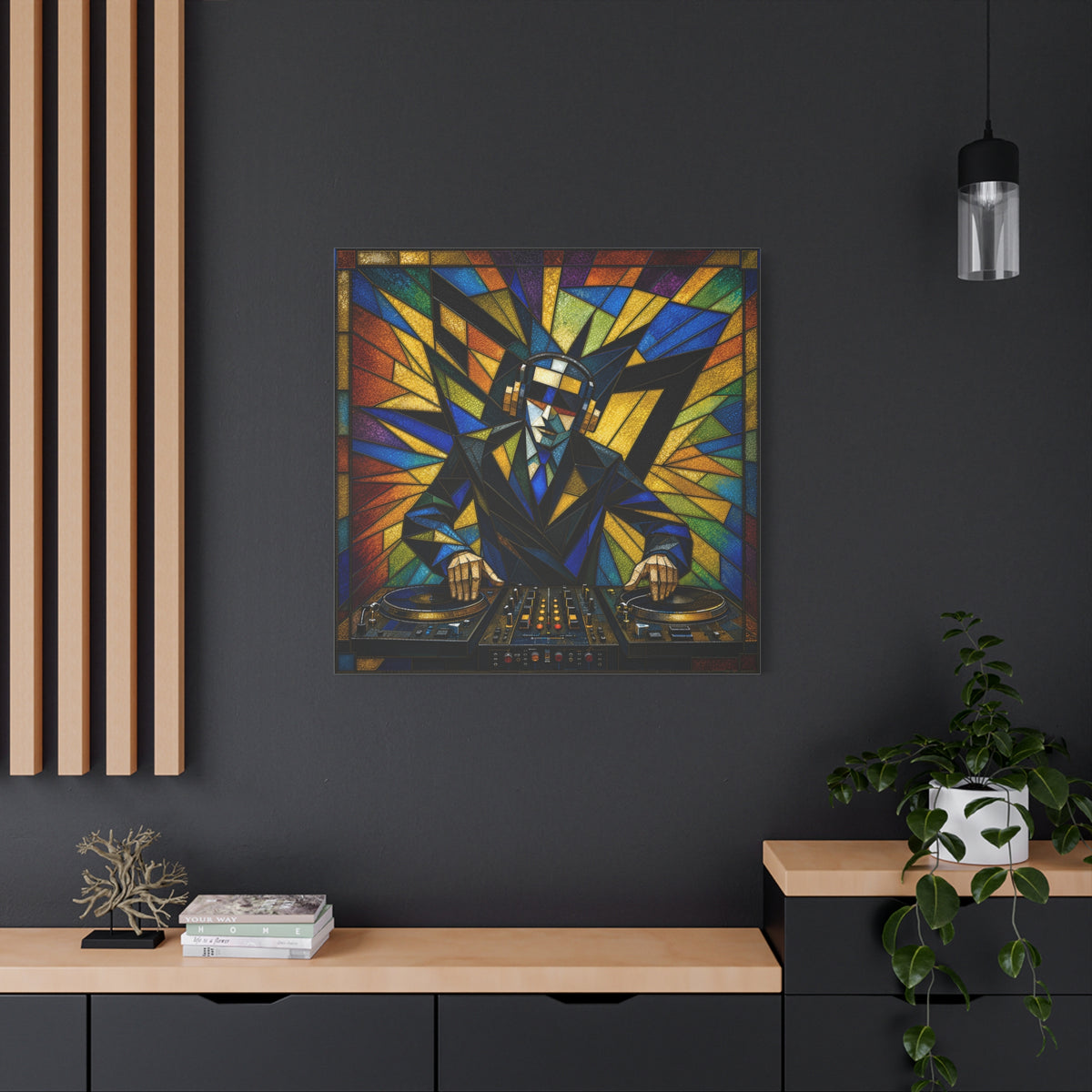 Frequency State – Abstract Stained Glass DJ Pop Art Canvas Print