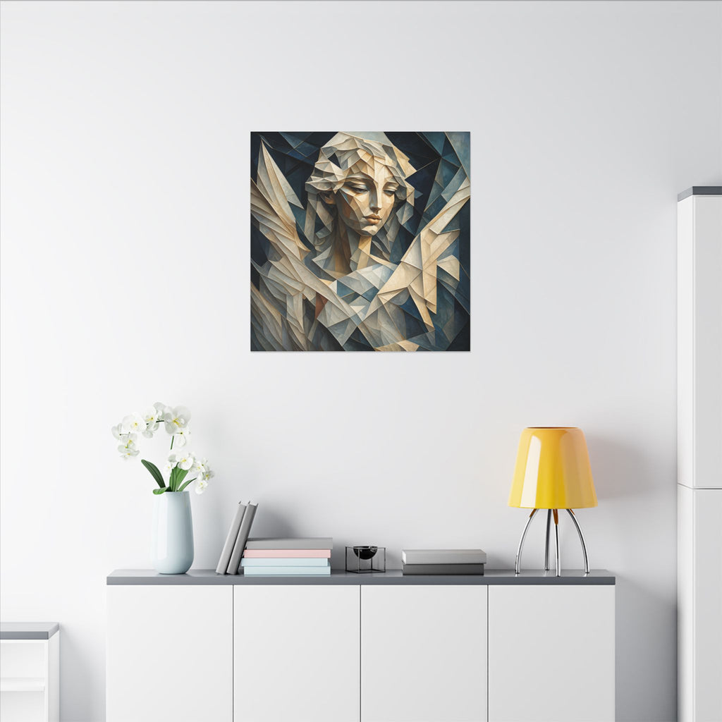 Quiet Messenger – Faceted Cubist Angel Canvas Print