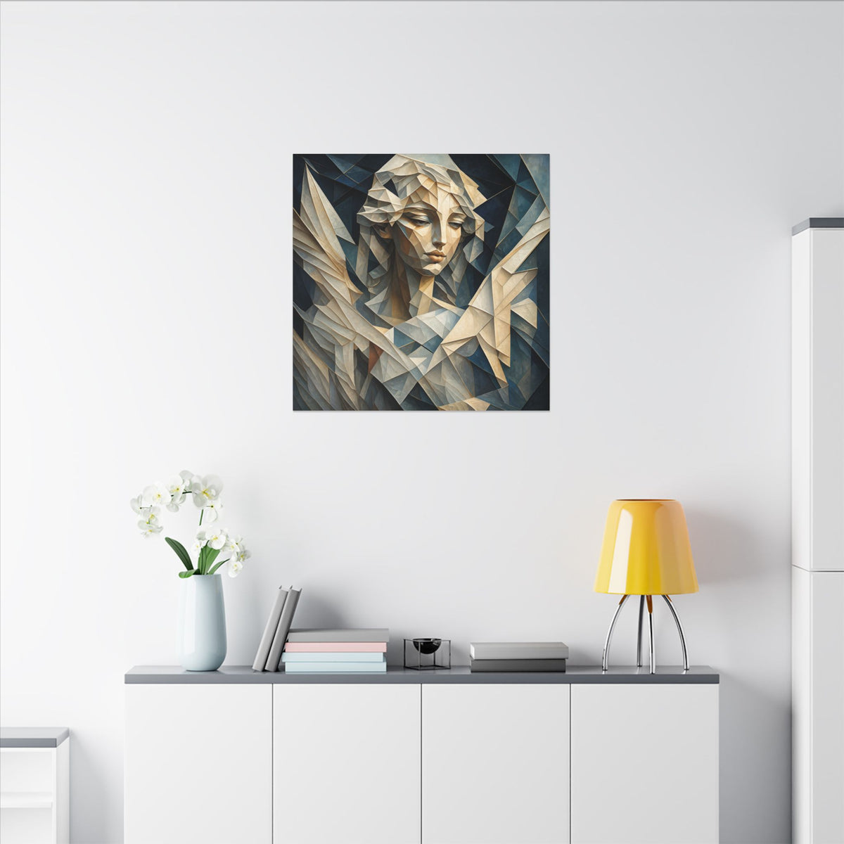 Quiet Messenger – Faceted Cubist Angel Canvas Print