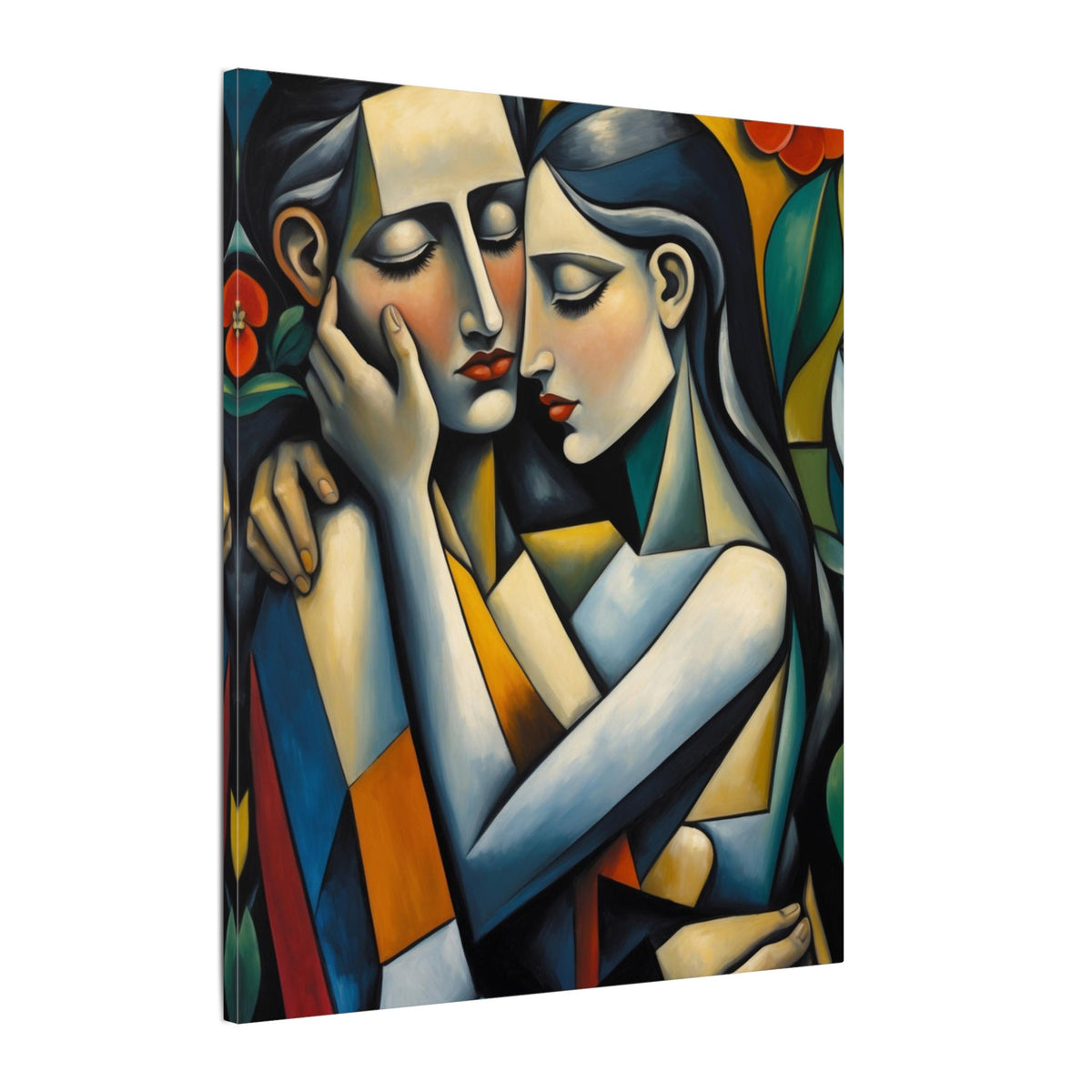 Close Enough to Hear – Modern Geometric Couple Portrait Canvas Print