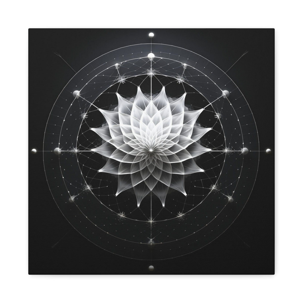 Orbit of Stillness — Monochrome Sacred Geometry Lotus Wall Art
