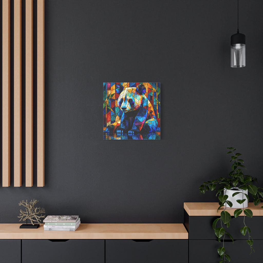 Prismatic Panda — Stained Glass Geometric Animal Wall Art