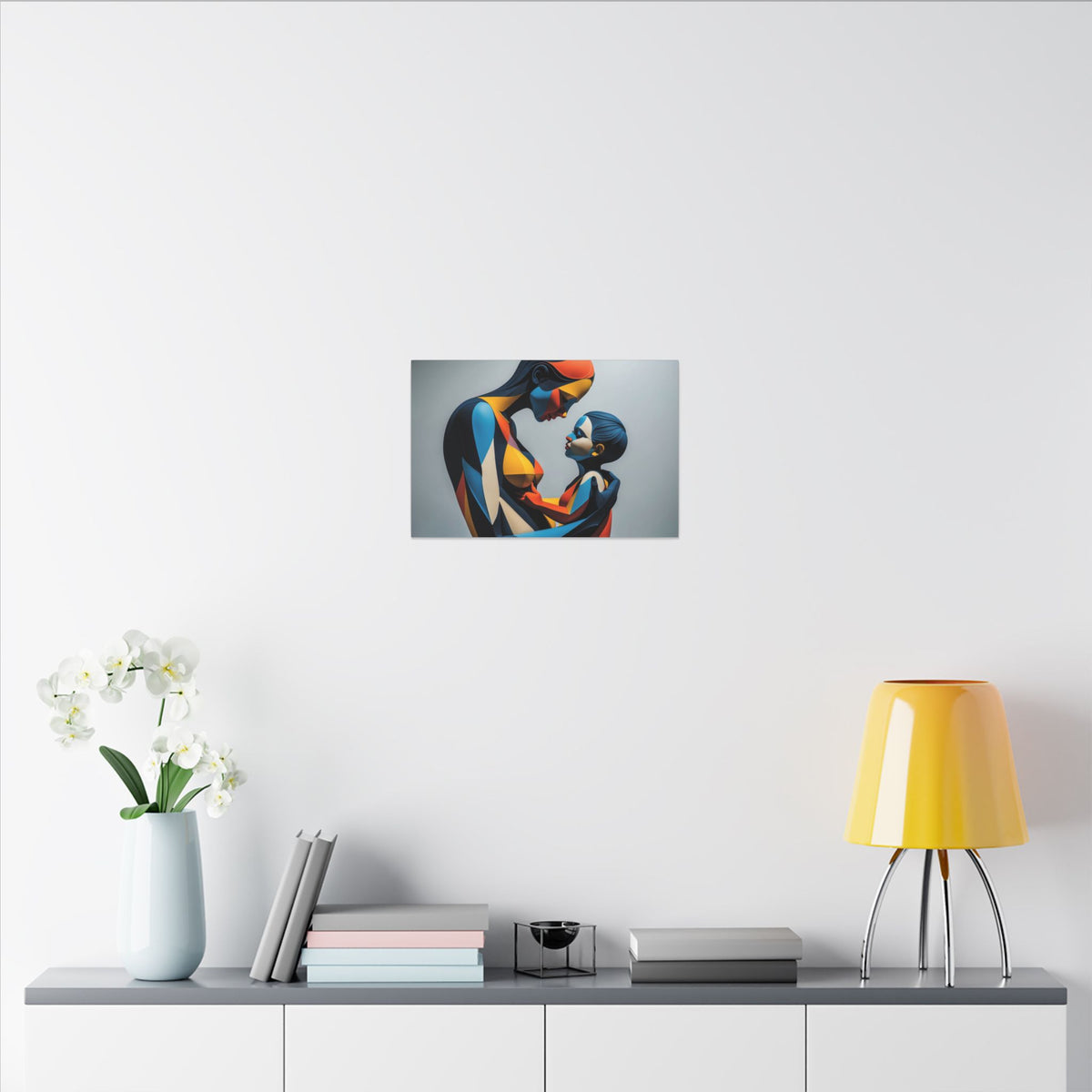 Held in Color – Geometric Mother and Child Canvas Print