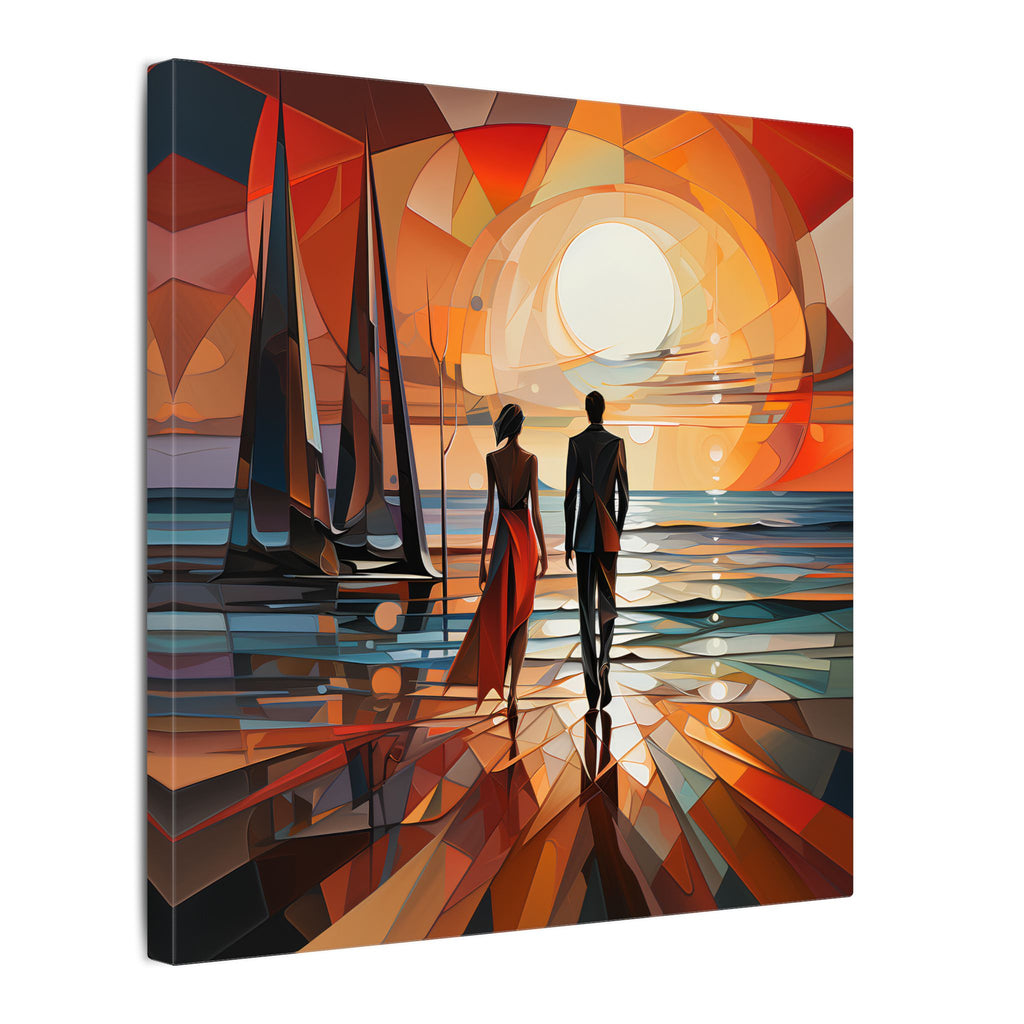 Toward the Last Light – Geometric Couple Sunset Canvas Print