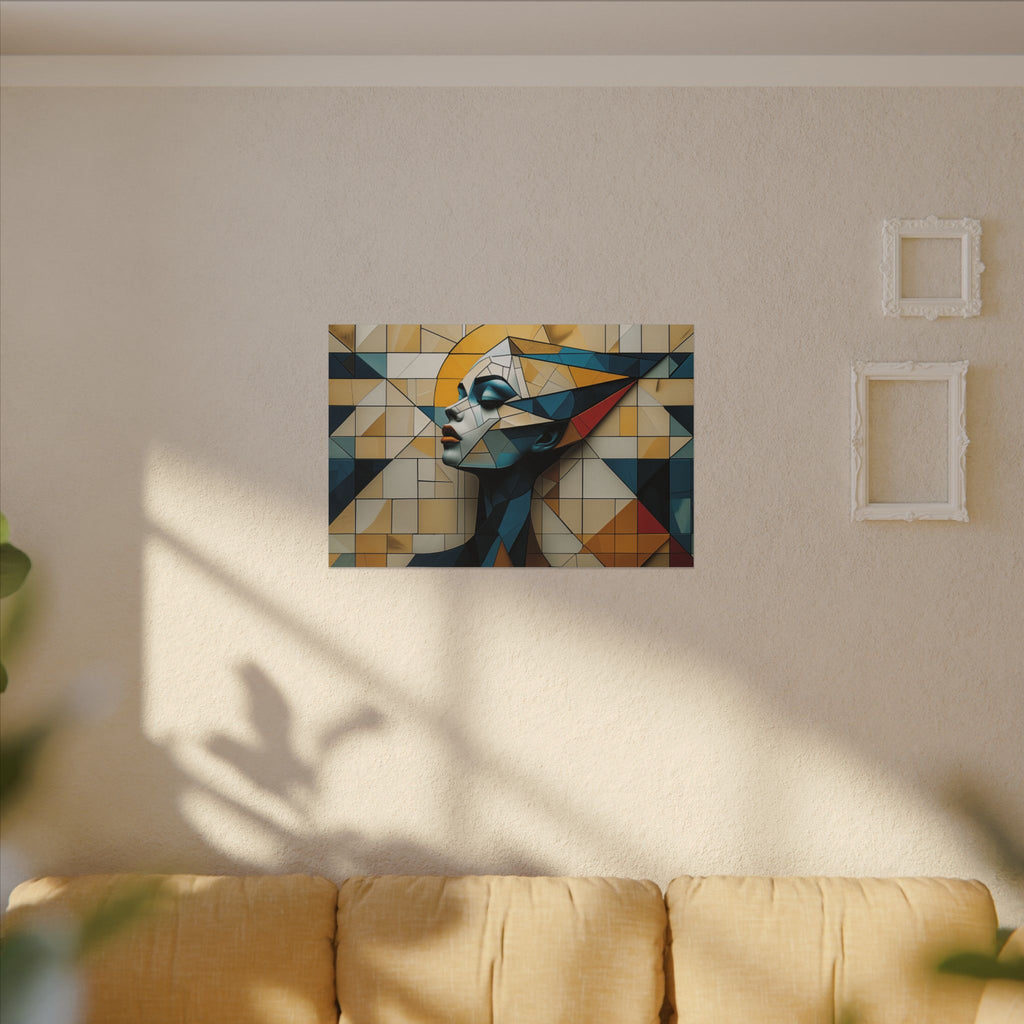 Measured Grace – Geometric Female Profile Canvas Print