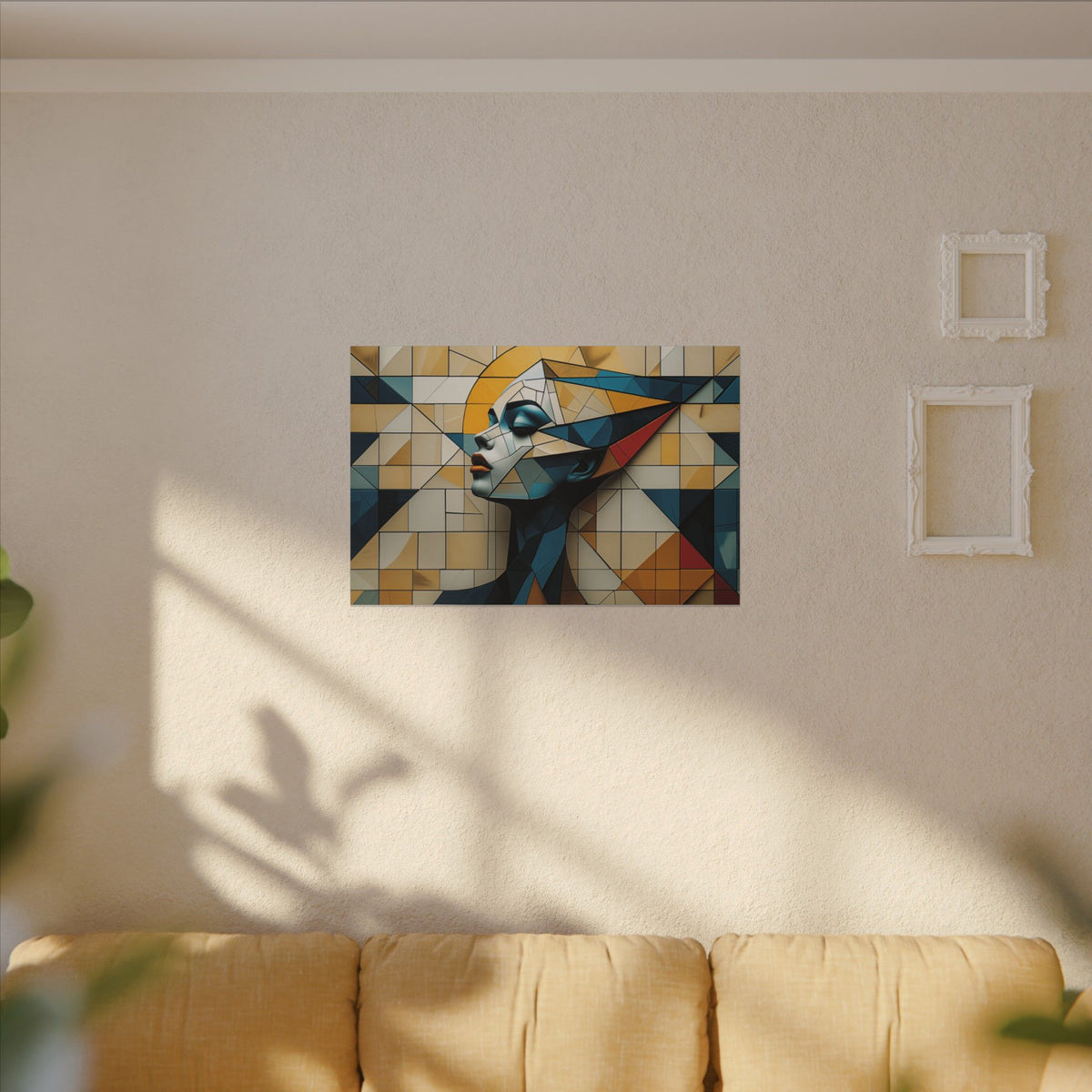 Measured Grace – Geometric Female Profile Canvas Print