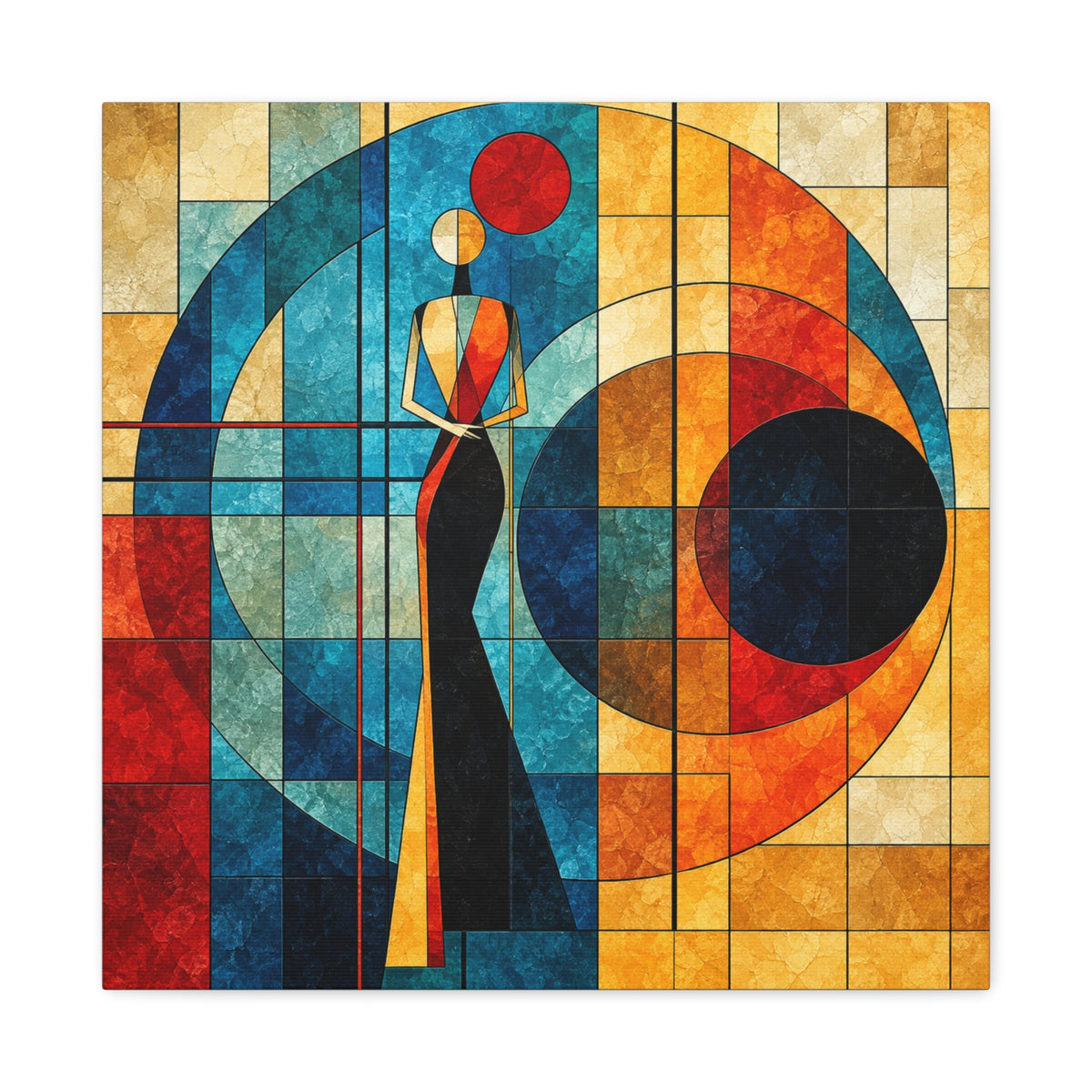 Orbit of Poise — Art Deco Stained Glass Woman Canvas