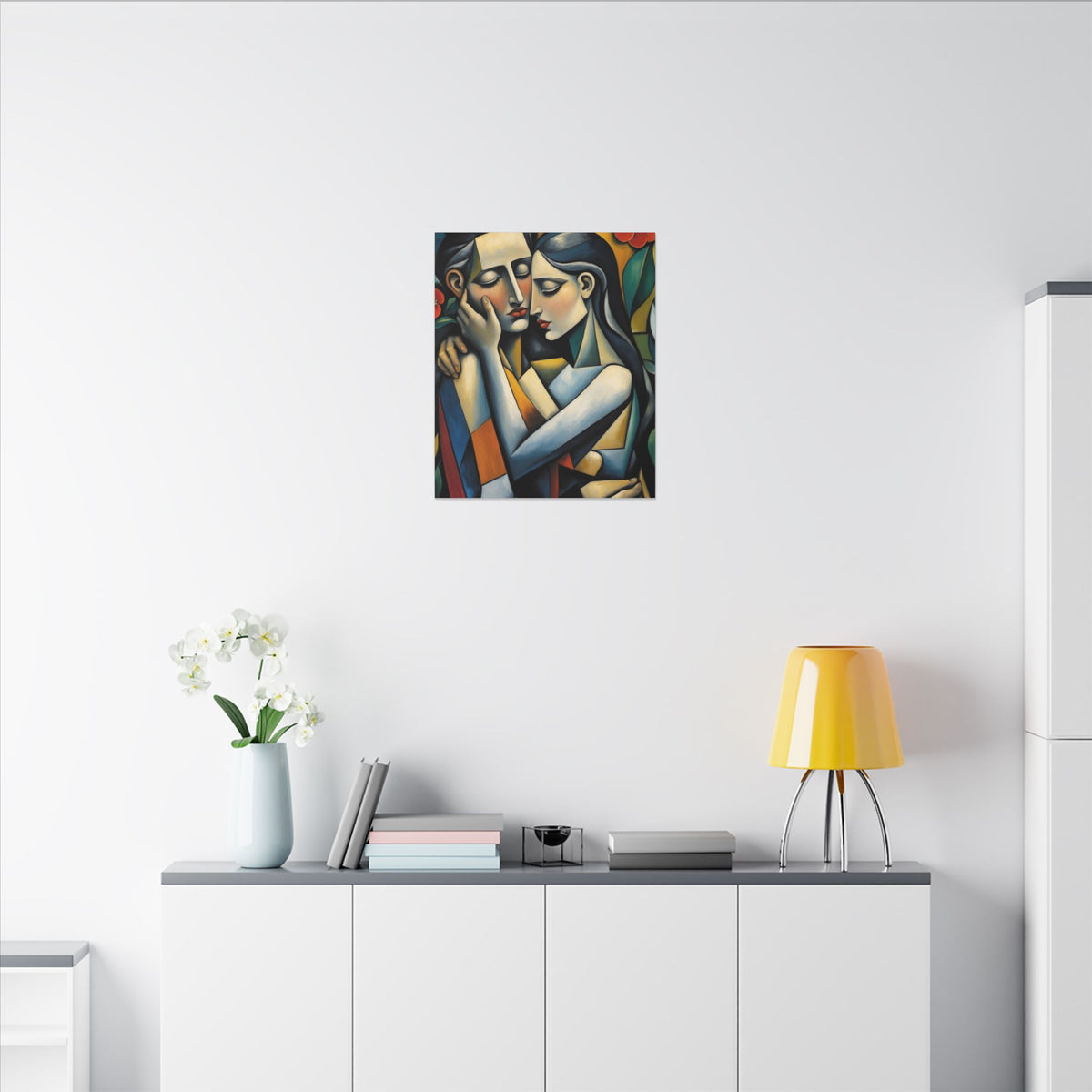 Close Enough to Hear – Modern Geometric Couple Portrait Canvas Print