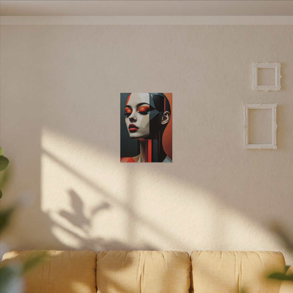 Quiet Voltage – Futurist Geometric Female Portrait Canvas Print