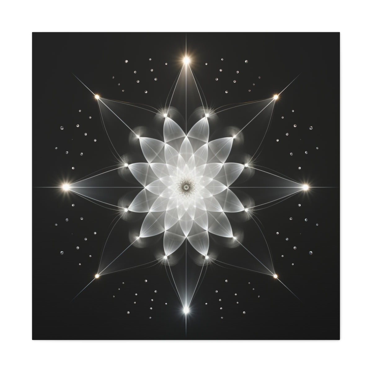 Constellation in Bloom — Monochrome Sacred Geometry Wall Art