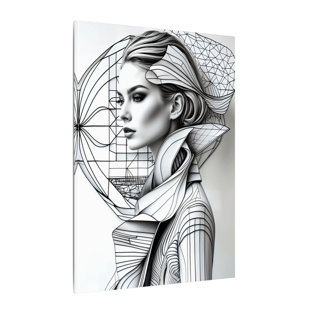 Form of Becoming – Monochrome Futurist Female Portrait Canvas Print