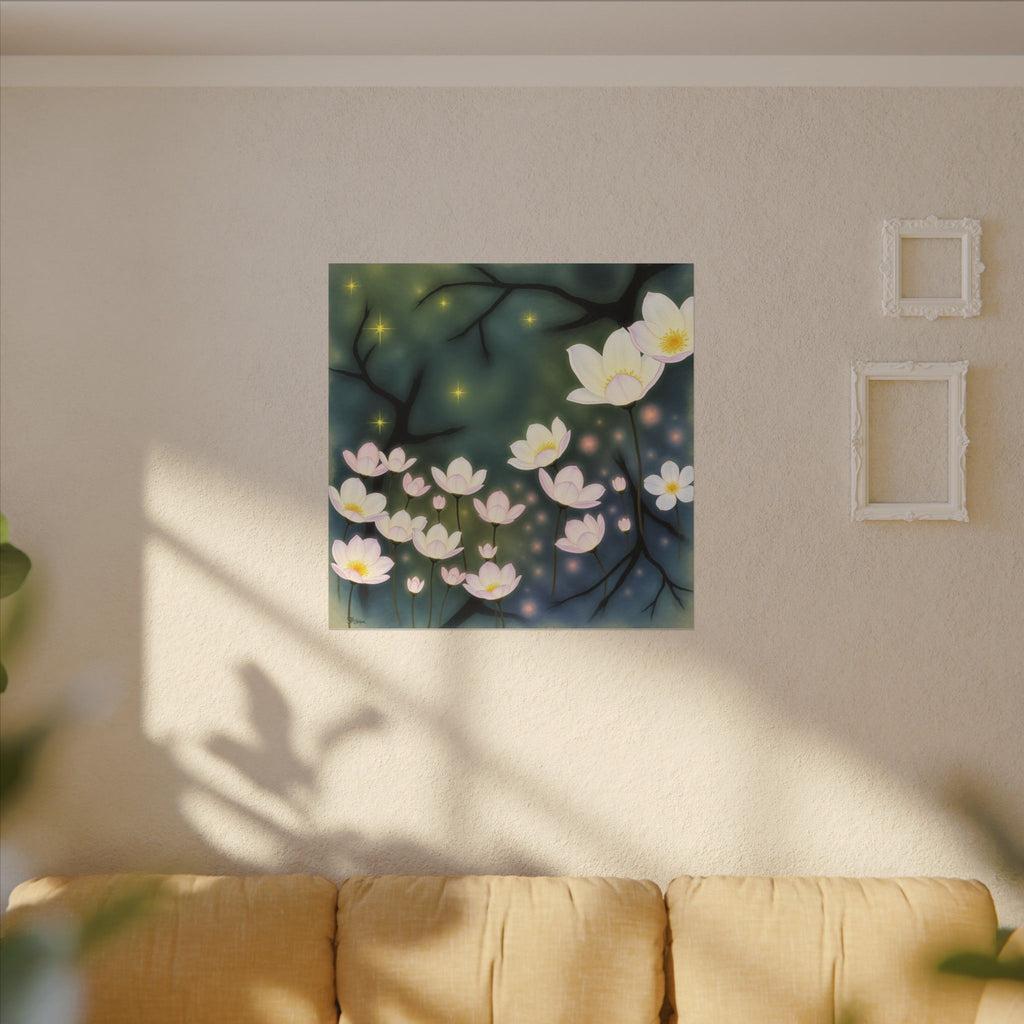 Where the Light Blooms – Dreamlike Floral Night Canvas Print