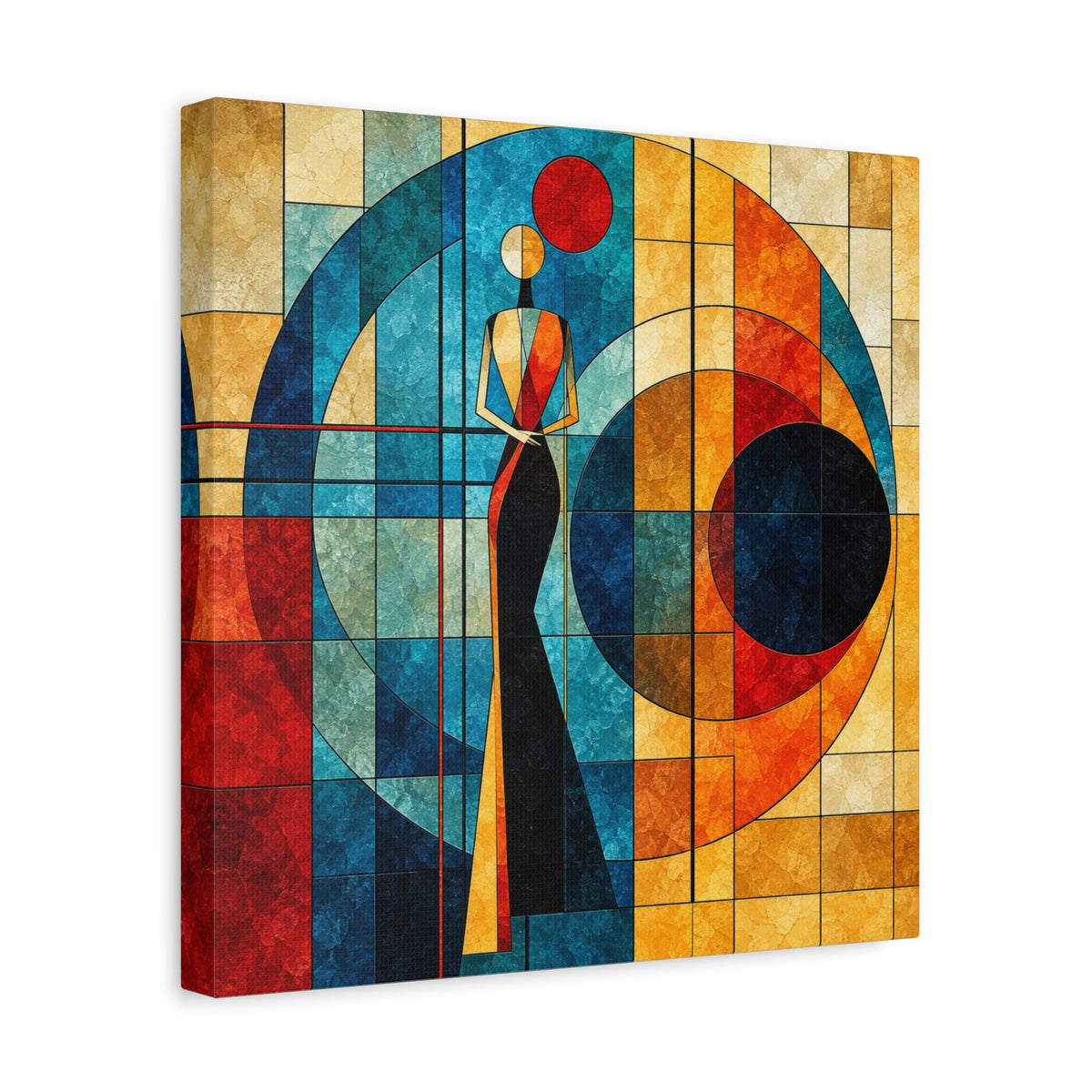 Orbit of Poise — Art Deco Stained Glass Woman Canvas