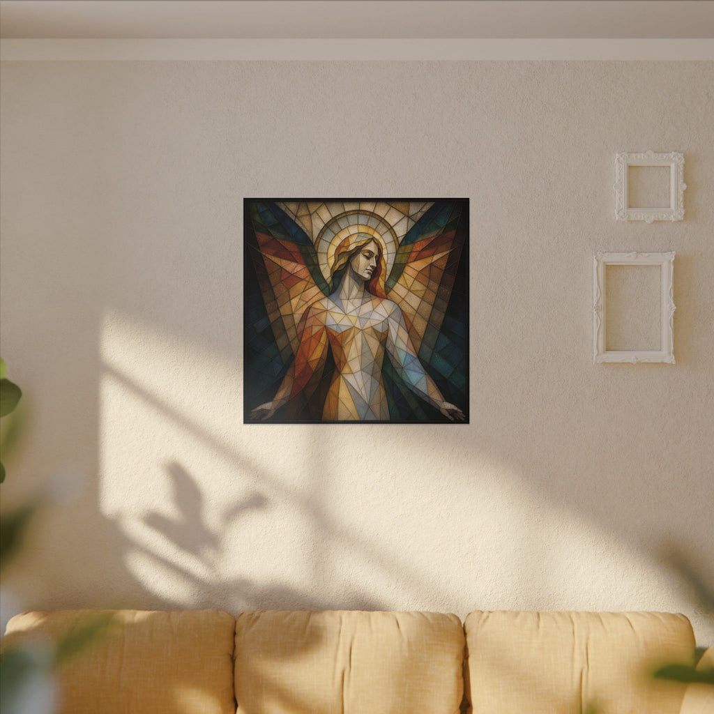 Grace in Light – Geometric Stained Glass Angel Canvas Print